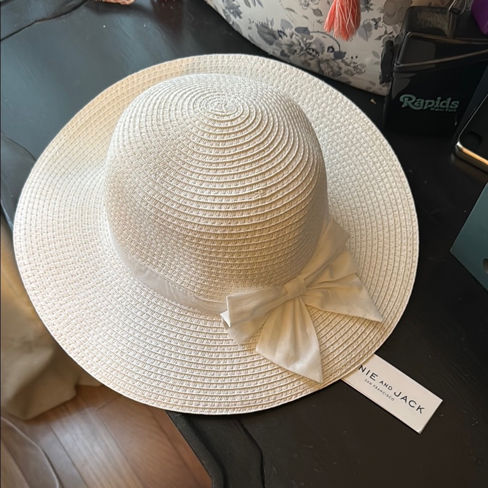 White Kids Sun Hat with Bow by Janie and Jack